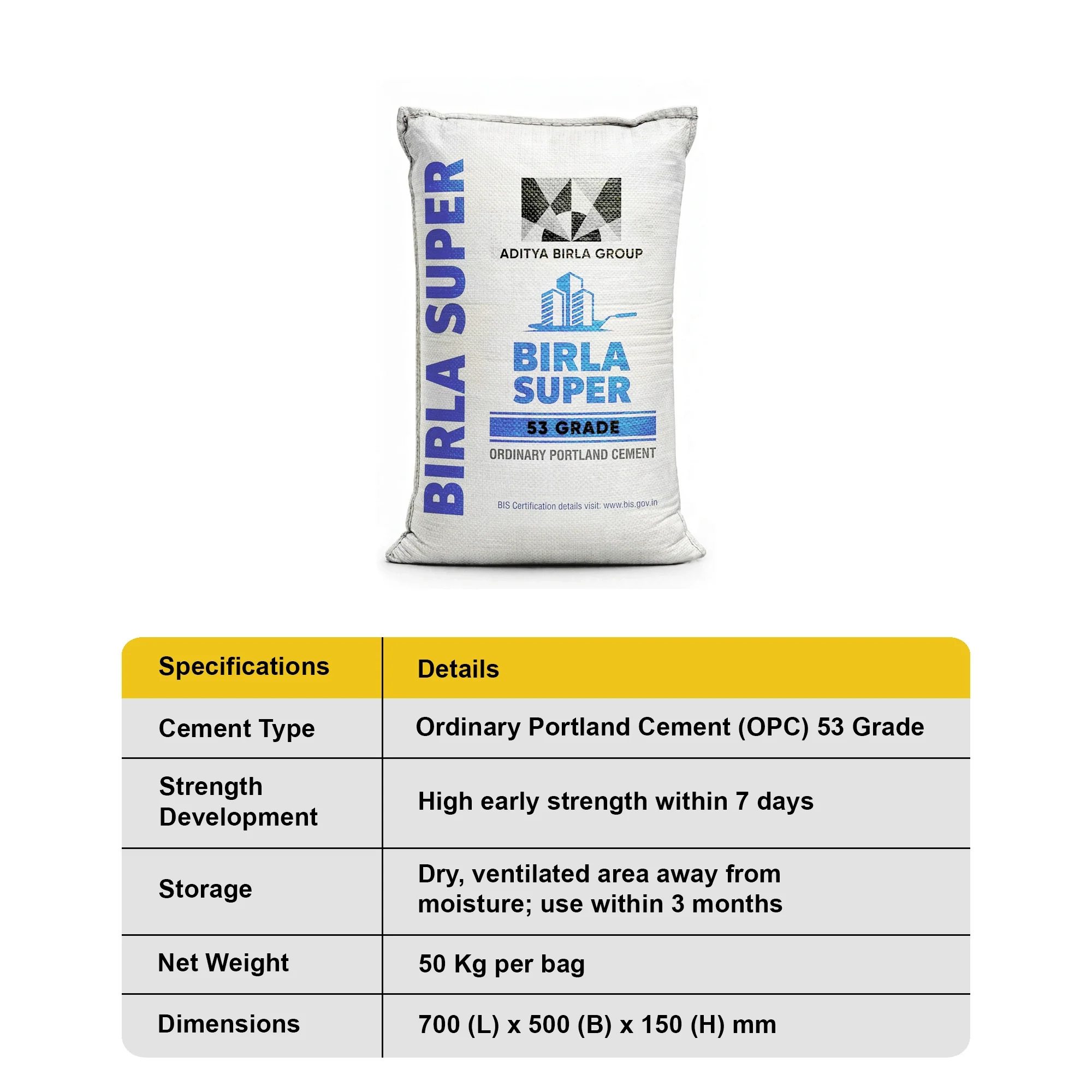Birla Super OPC 53 Grade Cement, 50 Kg Bag - Image 4