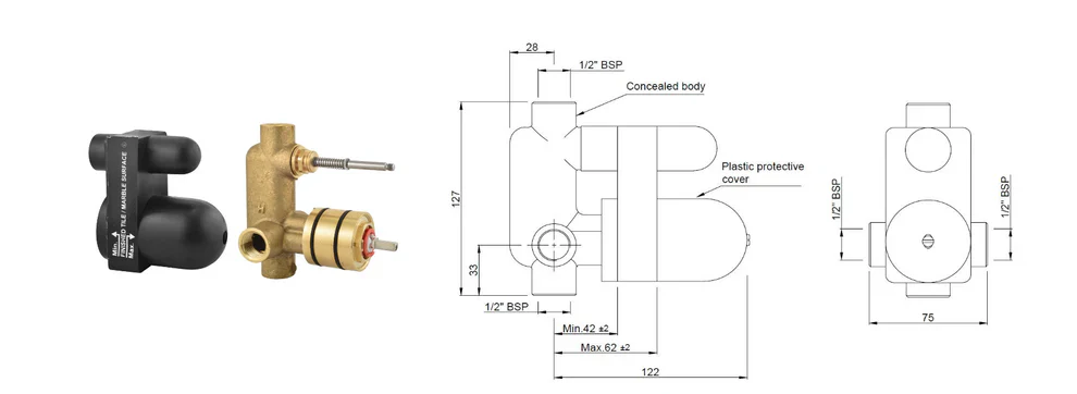 Jaquar Concealed Body for Single Lever Diverter - Image 3