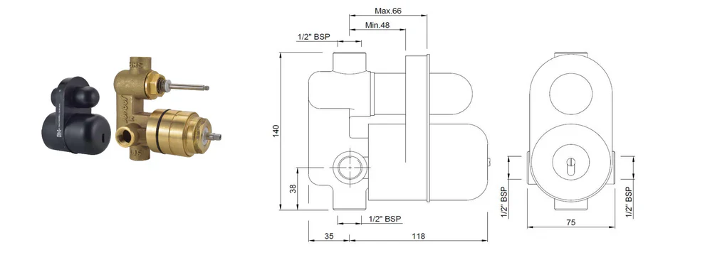 Jaquar Concealed Body for Single Lever Diverter - Image 4