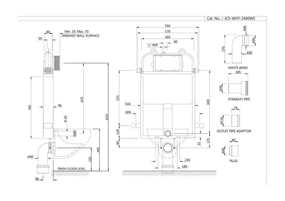 Jaquar Single Piece Slim Concealed Cistern, S-Type - Image 3