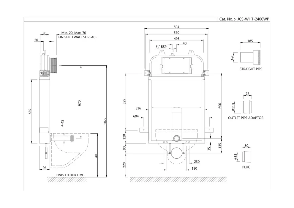 Jaquar Single Piece Slim Concealed Cistern, S-Type - Image 7