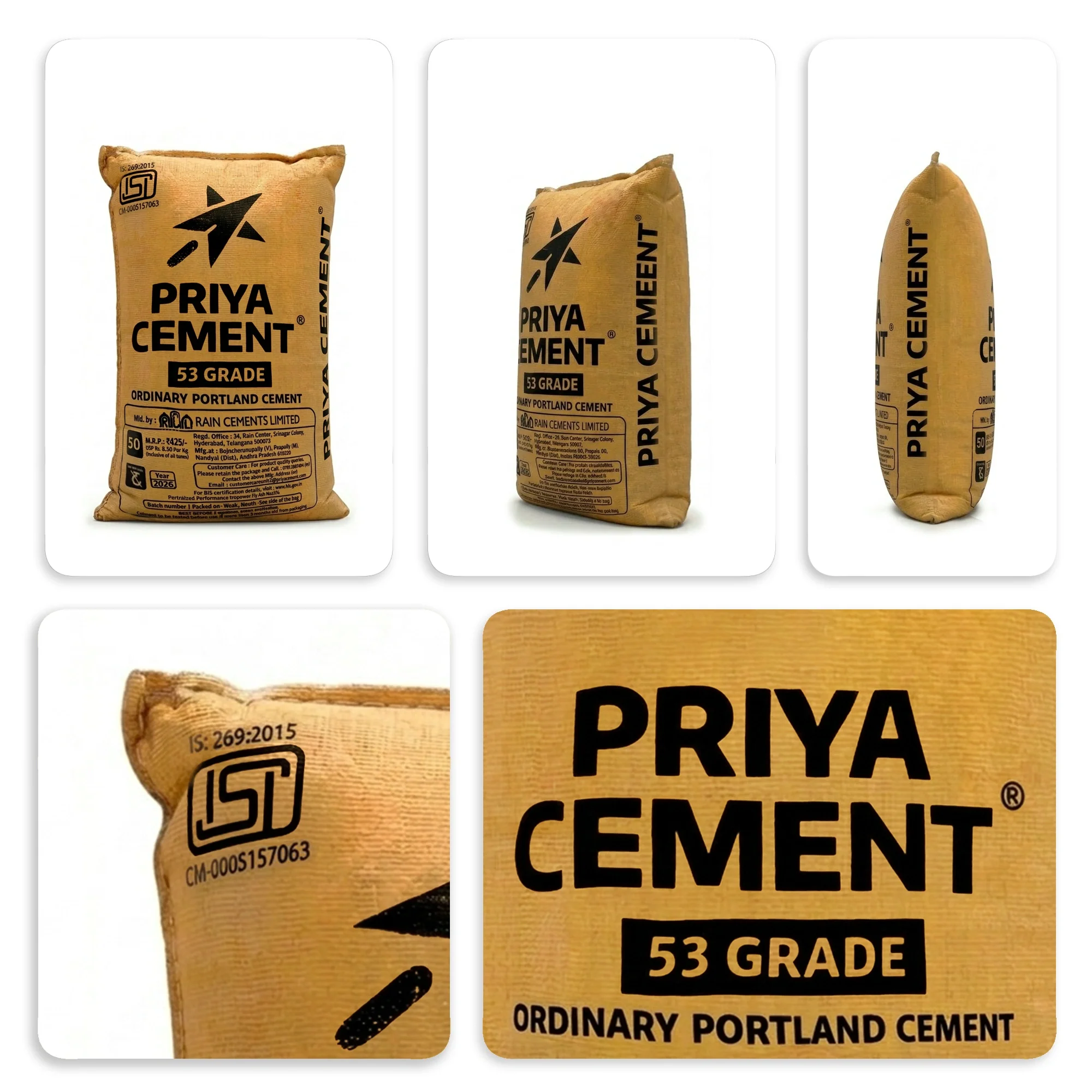 Priya OPC 53 Grade Cement, 50 Kg Bag - Image 3