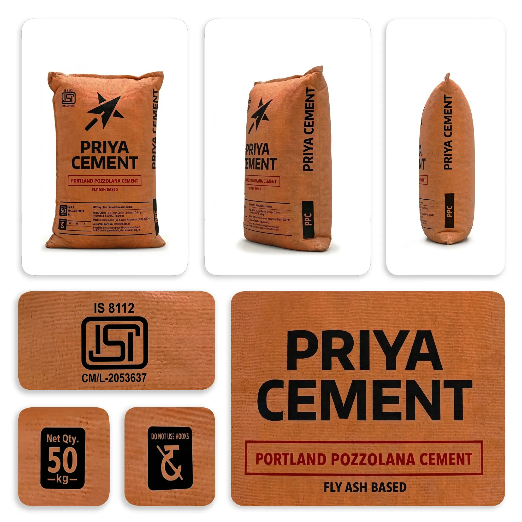 Priya PPC Cement, 50 Kg Bag - Image 3