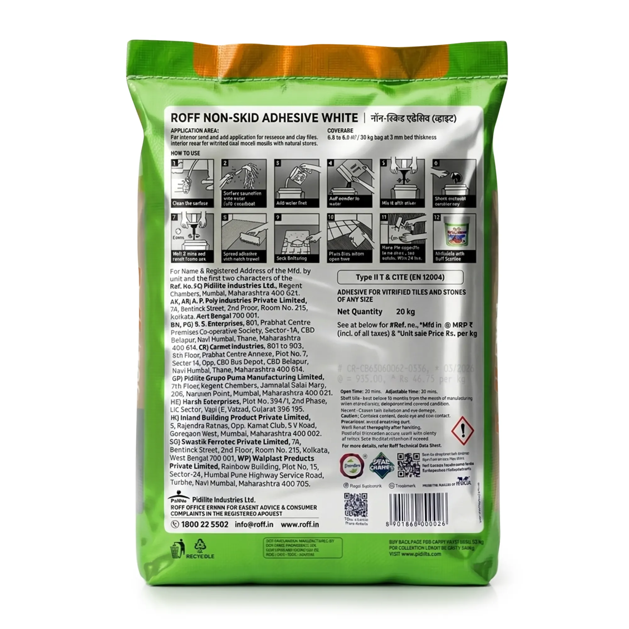 Roff T06 VFA Tile Adhesive, White , 20 Kg Bag - Image 3