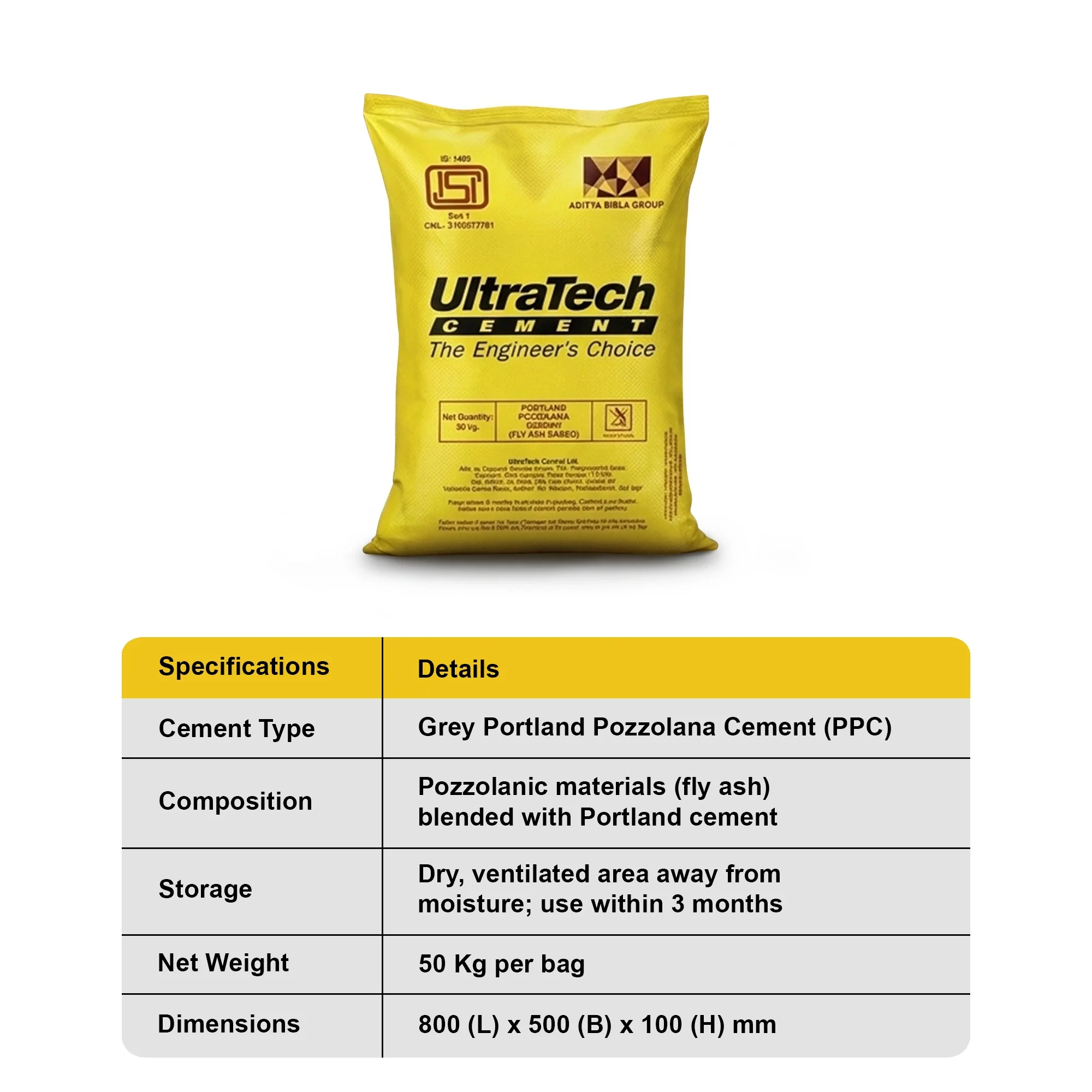 Ultratech PPC Cement, 50 Kg Bag - Image 4